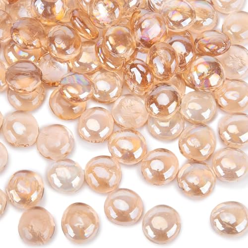 FUTUREPLUSX 5LB Flat Glass Marbles, Pink Glass Pebbles Marbles for Vases Fillers Fish Tank Aquarium Table Scatters DIY Crafts - color: coral pink
