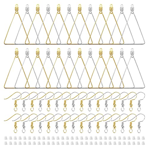 240PCS Triangle Earring Beading Hoop Set for Jewelry Making - 100PCS Earring Hooks & Backs (K Gold, White K) - color: 240PCS;Triangle;K Gold,White K