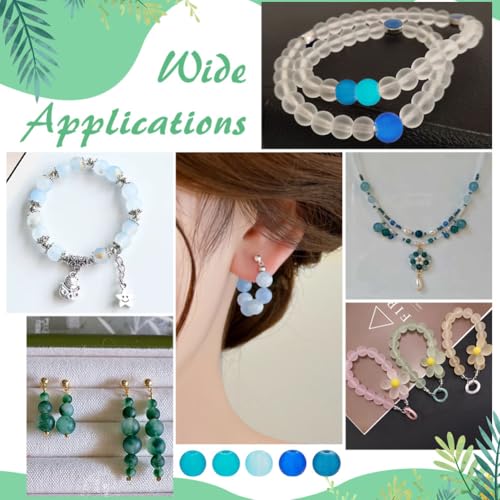 PH PandaHall 500pcs 6mm Round Frosted Bead Small Blue Bracelet Glass Beads 5 Colors Transparent Frosted Crystal Beads Loose Jewelry Bead for Summer Beading Necklaces Bracelets Jewelry Crafts Making - color: Blue
