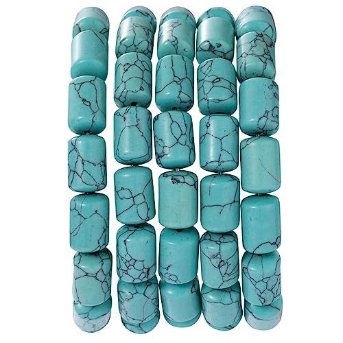 Natural Blue Turquoise Cylinder Tube Beads 10x14mm 38cm/str Loose Semi Gemstone Stone Beads for Making Bracelets Necklace - color: Blue Turquoise