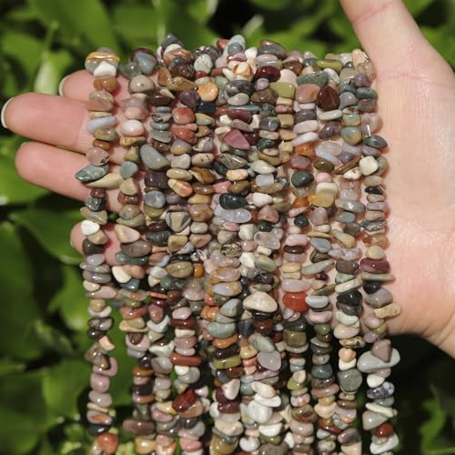 400pcs Natural Chip Stone Beads for Jewelry Making Alashan Agate 5-8mm Irregular Gemstones Healing Crystal Loose Rocks Bead Hole Drilled for Ring Earrings Necklace Bracelet Making DIY Art Crafts - color: Alashan agate(2 Strands-62")