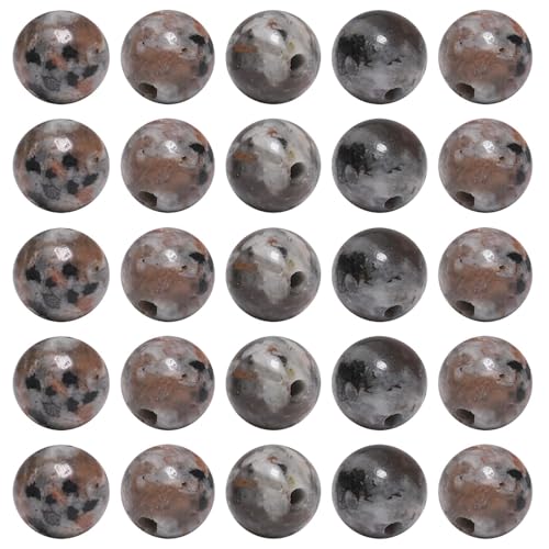 100Pcs 10mm Natural Smooth Flame Stone Gemstone Beads Round Loose Stone Beads for Jewerly Making with Crystal Stretch Cord - color: Flame Stone, size: 10mm