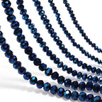 415pcs Rondelle Crystal Glass Beads 2mm 4mm 6mm 8mm Mixed Sizes, Faceted Briolette Spacer Czech Seed Loose Beads for DIY Jewelry Making (Dark Blue) - color: Dark Blue