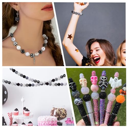SUNNYCLUE 30Pcs Bubblegum Beads 20mm Rhinestone Beads Bulk Large Opaque Black White Resin Chunky Round Shiny Plastic Beaded Disco Ball Bubble Chunk Spacers for Jewelry Making Kits Beadable Pens - color: 30pcs 20mm Black White Rhinestone Beads