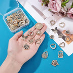 48Pcs 12 Styles Rhinestones Charms Alloy Enamel Love Pendants with Crystal Rhinestone Flower Butterfly Round Ring Charm for Necklace Bracelet Earrings Jewelry Making DIY Craft