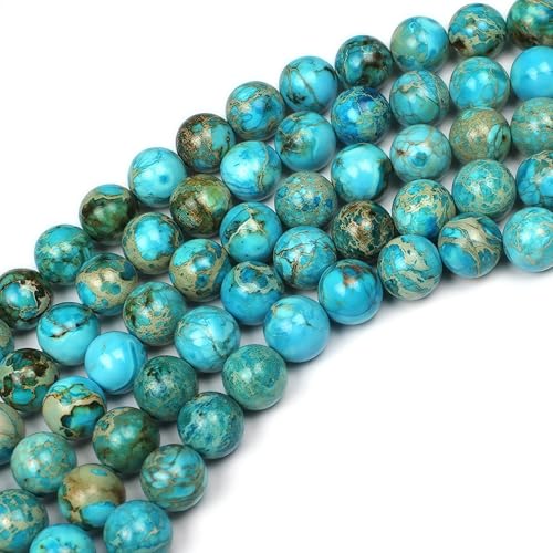 MJDCB 4mm Light Blue Imperial Jasper Gemstone Beads Round Loose Stone Bead for Jewelry Making Bracelets Necklaces - color: Light Blue Imperial Jasper, size: 4mm