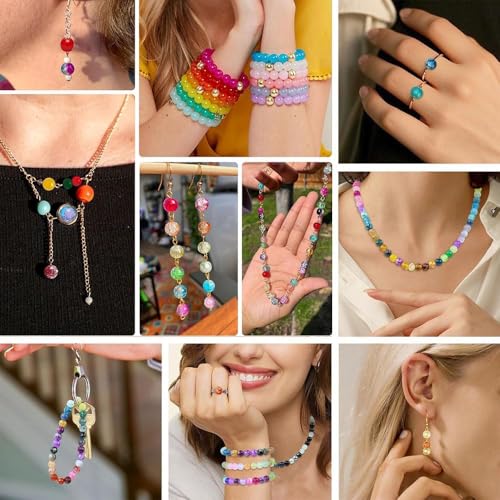 200PCS Glass Beads 8mm Glass Beads for Bracelets Necklaces Jewelry Making DIY Crafts (Pure Yellow) - color: Pure Yellow