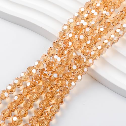 450PCS 6MM Amber Round Crystal Glass Beads for Jewelry Making - color: Amber, size: 6mm