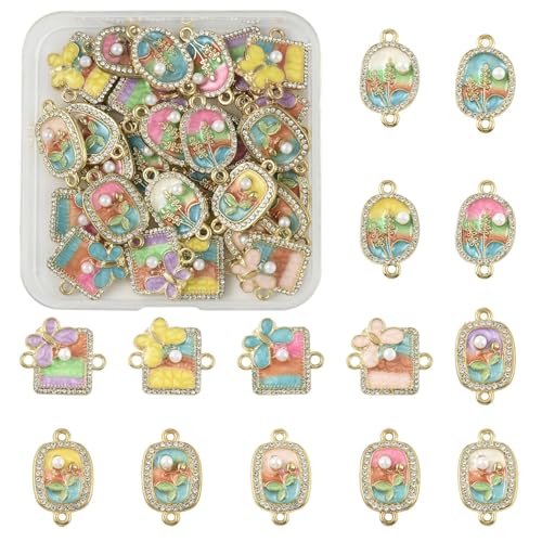 Assorted Metal Connectors Pendants Charms for Jewelry Making with Double Loops Flower Evil Eyes Butterfly Heart Cross Links Golden Pendants for Necklaces Bracelets Earrings - color: FlowerCL-30 pcs