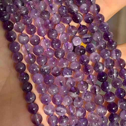 MJDCB Natural Dreamy Amethyst Beads Round Stone Beads DIY Loose Beads for Jewelry Making Beads 15" (6mm) - color: Dreamy Amethyst, size: 6mm