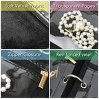 Travel Jewelry Organizer Case,Small Jewelry Bags Jewelry Storage Book Ring Binder with Clear Zipper Velvet Pouch for Traveling - color: Black