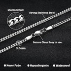 3.5mm/5mm Silver Stainless Steel Cuban Link Chain Necklace Jewelry for Men, 18-26 Inches - size: 22 Inches, style: 3.5mm-Silver