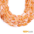GEM-Inside 27Pcs 8x12mm Natural Yellow Citrine Quartz Crystal Faceted Freeform Tube Column Chakra Beads for Jewelry Making Full 15" Strand Power Energy Healing - color: Yellow Citrine