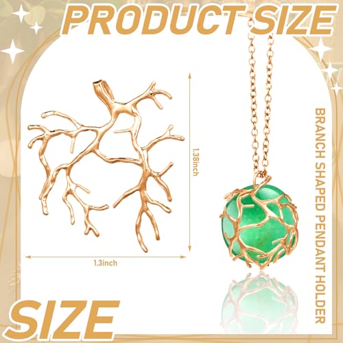Hicarer 20 Pcs Pendant Trays for Jewelry Making Branch Shape Metal Claw Cage Pendant Holder Crystal Cage Necklace Open Bezels for DIY Necklace Jewelry Making Supplies - color: Gold