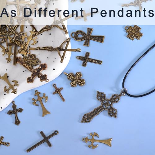 stino 100 Gram Metal Charms for Jewelry Making, Silver & Gold Plated, Bulk Pack for Bracelets, Necklaces, Crafts - color: Cross Bronze