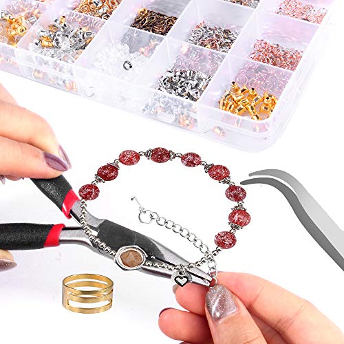 Hypoallergenic Earrings Hooks Hicdaw 2500Pcs Earrings Making Kit Earring Hooks with Jump Rings Earring Backs Pliers Tweezers Jump Ring Opener for DIY Jewelry Making