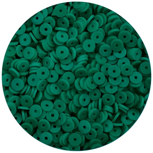 2000pcs Green Clay Beads for Bracelets Making - Heishi Polymer Flat Disc Spacer Clay Bead for Jewelry Earring DIY Crafts 6mm - color: Green Clay Beads, size: Small Pack(Single Color )