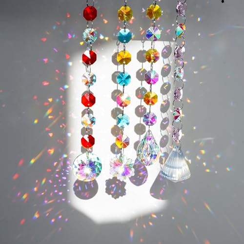 kanpura 164 Pcs DIY Suncatchers Kits Crystal Suncatcher Sun Catchers with Crystals Chandelier Prism Replacement Sun Catcher Beads for Windows Hanging - color: 12 Pcs,ab