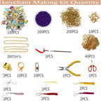 600Pcs Lip Gloss Keychain Making Kit with Charms, Including 30 Keychains Clips 2meters Extender Chain 100 Charm Jewelry Plier, DIY Keychains Kit, for Keychain Making Supplies DIY Crafts