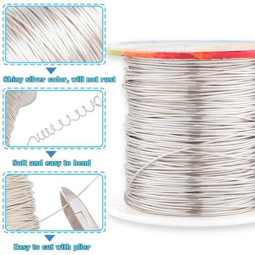 82 Feet Tarnish Resistant Copper Wires 20 Gauge Jewelry Craft Wires Beading Wire for Jewelry Making, Wire Wrapping and Crafting(Silver) - color: 1Silver, size: 20 Gauge