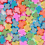 100 Pcs Polymer Clay Beads Mixed Heishi Spacer Beads Supplies for DIY Bracelet Earring Necklace Jewelry Making (Cross) - color: Cross