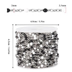 33 Feet Stainless Steel Enamel Chains Bulk, 2mm 304 Stainless Steel White Black Enamel Beaded Cable Link Chain Roll Spool for Jewelry Making - color: Stainless Steel White Black Beads