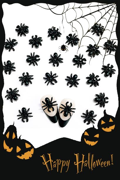 50pcs 3D Black Spider Nail Charms & Gems - Halloween DIY Nail Art Supplies - color: Spider-1