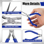 10 Pcs Mini Needle Nose Pliers Bulk, 6 Inch Precision Pliers Set with Extra Long Tips for Jewelry Making, Wire Wrapping, Small Object Gripping, DIY Project (Blue) - color: Blue