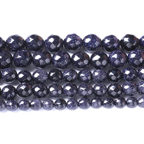 10mm 36pcs Natural Blue Sandstone Faceted Stone Beads for Jewelry Making DIY Bracelet Necklace Accessories 15" Energy Healing Power Stone Beads (Faceted Blue Sandstone, 10mm) - color: Faceted Blue Sandstone, size: 10mm