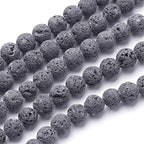 Craftdady 6mm Unwaxed Natural Lava Stone Beads 600Pcs Round Volcanic Rock Gemstone Loose Beads Energy Healing Chakra Beads for Jewelry Craft Essential Oil Bracelet - color: Dark Gray, size: 6mm