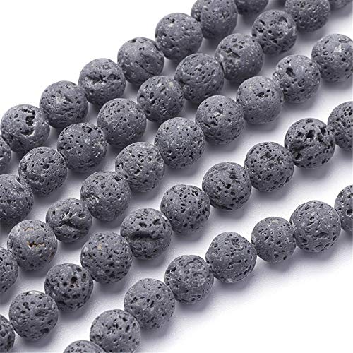 Craftdady 10mm Unwaxed Natural Lava Stone Beads 360Pcs Round Volcanic Rock Gemstone Loose Beads Energy Healing Chakra Beads for Jewelry Craft Essential Oil Bracelet - color: Dark Gray, size: 10mm