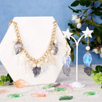 Glass Leaf Beads Crystal Glass Leaf Charms Transparent Leaves Pendants Tiny Green Leaf Bead Caps for Christmas Earring Bracelet Jewelry Making DIY Keychain Craft - color: 10 Colors-Feather Leaf