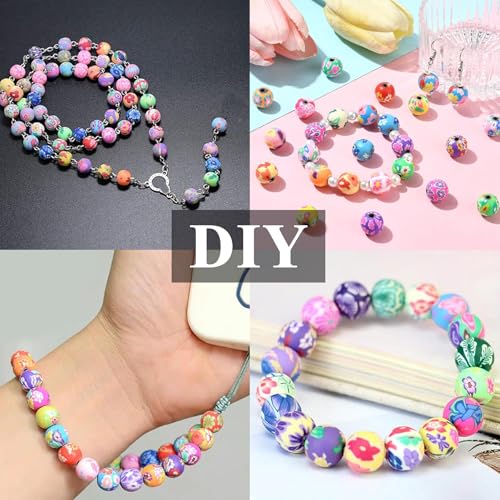 120PCS 12mm Polymer Clay Beads Round Beads for Making Bracelet Necklace Earring Accessories DIY Handmade Craf