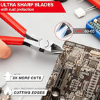 HAUTMEC 5" Precise Small Flush Cutters of Engineer Wire Cutters Pliers 5PCS Side Cutters with Location Pin for Fine Shearing, Perfect for Circuit Board Cutting, Electronic Components, HT0327-5PC - color: 5 Inch-5pcs