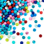 540Pcs 3mm Turquoise Beads Natural Round Gemstone Beads Mixed Color Synthetic Stone Loose Spacer Beads Tiny Small Craft Seed Beads for DIY Bracelets Necklaces Earrings Jewelry Making - color: Mixed Color-3mm Round