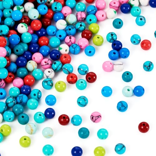540Pcs 3mm Turquoise Beads Natural Round Gemstone Beads Mixed Color Synthetic Stone Loose Spacer Beads Tiny Small Craft Seed Beads for DIY Bracelets Necklaces Earrings Jewelry Making - color: Mixed Color-3mm Round