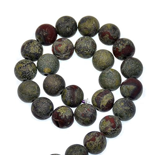 AD Beads Beautiful Natural Matte Gemstone Round Spacer Loose Beads 4-12mm (4mm, 11 Matte African Bloodstone) - color: 11 Matte African Bloodstone, size: 4mm