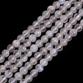 GEM-Inside Genuine 4mm Natural Blue Rainbow Moonstone AAA Grade Gemstone Beads for Jewelry Making 15" - color: Aaa White Moonstone, size: 4mm