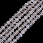 GEM-Inside Genuine 4mm Natural Blue Rainbow Moonstone AAA Grade Gemstone Beads for Jewelry Making 15" - color: Aaa White Moonstone, size: 4mm