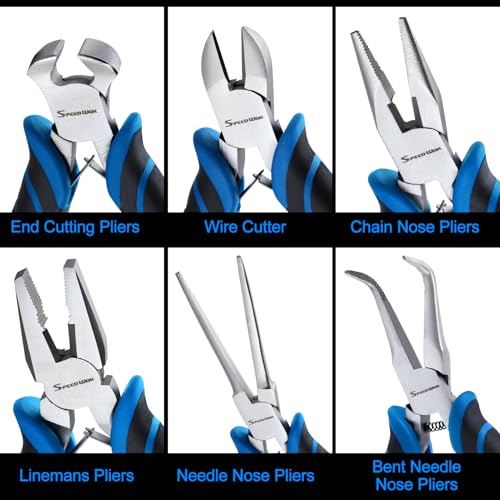 SPEEDWOX 6-Piece Mini Pliers Set - Needle Nose, End Cutting, Bent Needle Nose Diagonal, Long Nose and Linesman Pliers For Jewelry Making Beading,Craft Making Electronic Repair with Carrying Pouch - style: 6PCS A Set