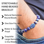 Black Obisidian Bracelets for Men 8" Inch Full Stretch Healing Crystal Bracelet, Beaded Charm Bracelet for Men Gifts Fathers Day Anniversary Birthday Gifts for Him - color: Sodalite & Lapis Lazuli Bracelets