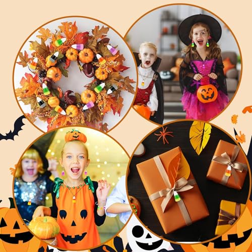 Augshy 64 Pcs Candy Corn Charms, Resin Candy Corn Beads Ornament Glow in The Dark Luminous Fake Corn Pendant for Halloween Thanksgiving Fall Autumn DIY Crafts Bracelet Necklace Jewelry Making - style: Candy Corn Style