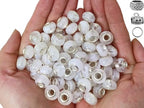 White European Craft Beads for Jewelry Making - Large Hole Resin Beads for DIY Charm Bracelets, 140pcs 14mm Rondelle Slide Charms (PT412) - color: PT412 White Mica-shaped bead