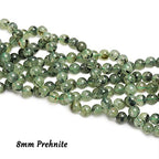 70PCS Natural 8MM Healing Gemstone, Prehnite Energy Stone Round Loose Beads, Semi-Precious Crystal Beads with Free Elastic String for Jewelry Making DIY - color: Prehnite