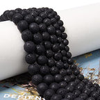 60pcs 6mm Natural Stone Beads Black Lava Beads Energy Crystal Healing Power Gemstone for Jewelry Making, DIY Bracelet Necklace - color: Black Lava, size: 6mm