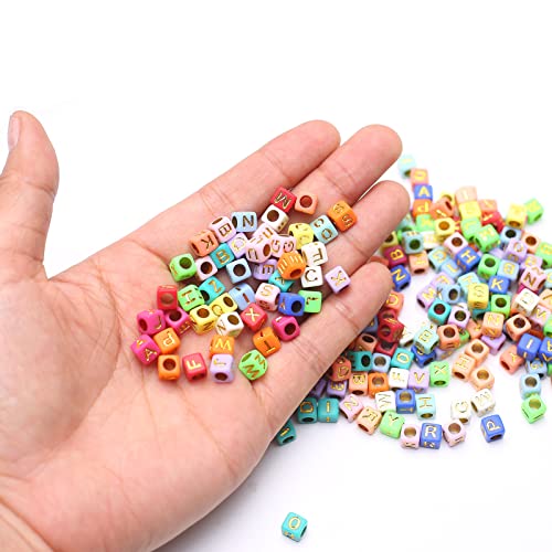 ToBeIT Acrylic Alphabet Letter A-Z Cube Beads 1000 pcs for Jewelry Making, Bracelets, Necklaces(6mm) (6 * 6color-Gold(Green)) - color: color-gold(green)