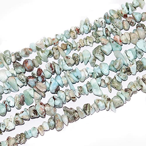 5-8mm Natural Larimar Gemstone Chips Loose Beads Semi Precious for Jewelry Making DIY Handmade Craft Supplies 1 Strand per Bag Approxi 34" - color: Larimar Chips