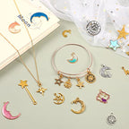 SANNIX 120Pcs Mixed Sun Star Moon Charms Jewelry Making Gold Enamel Charm Pendants for DIY Necklace Bracelet Making Supplies