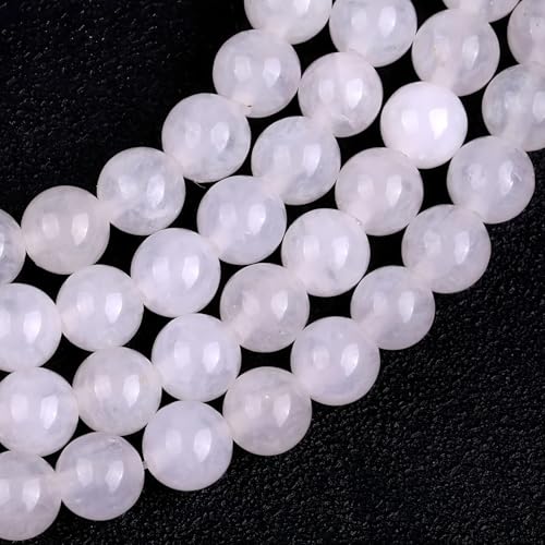 HAAMIIQII 6mm Natural White Jade Beads Round Gemstone Loose Beads for Jewelry Making 2 Strands (120-130pcs) - color: White Jade, size: 6mm (120-130pcs)