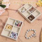 2 Pcs Stackable 6 Grids Drawer Jewelry Organizer, Premium Velvet Jewelry Box Inserts Felt Jewelrys Tray for Drawers Inserts Storage Tray Display Case Stud Earrings Bracelets Necklace Rings
